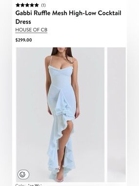House of CB Light Blue High-Low Ruffle Slip Dress